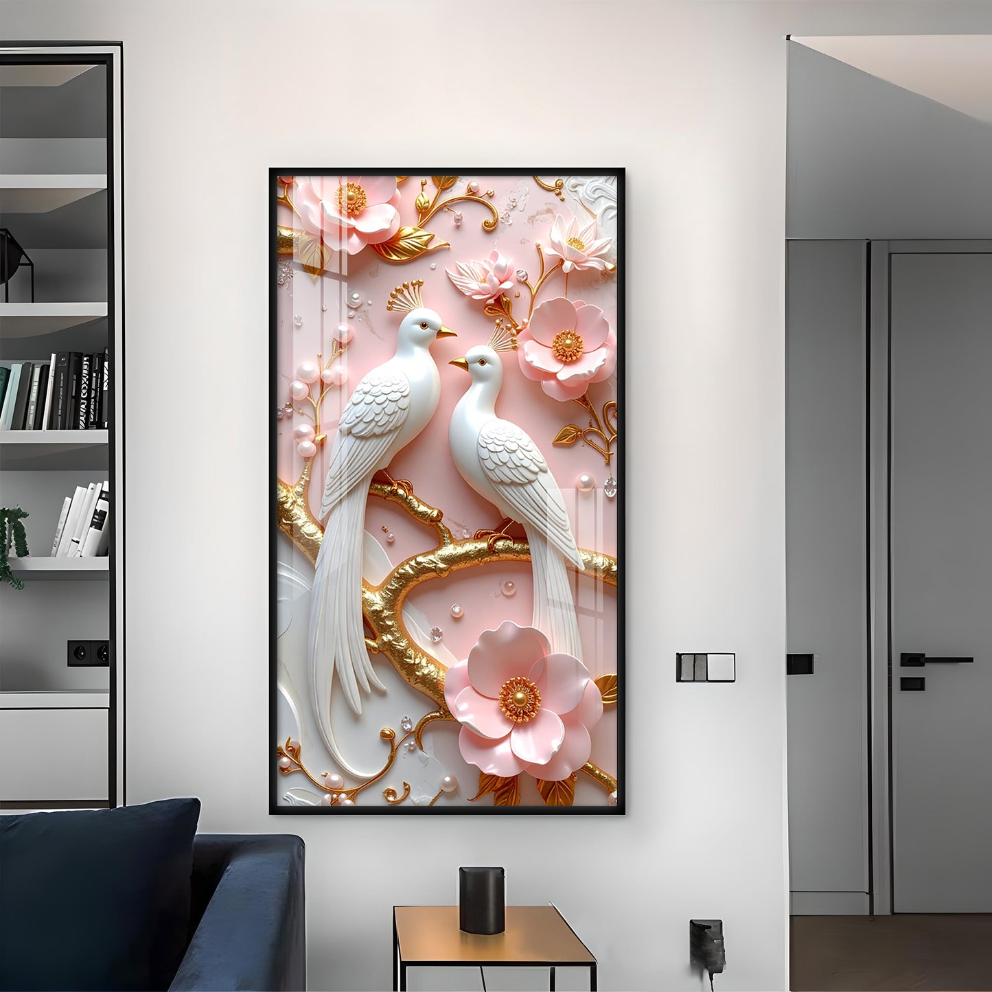 Whimsical Winged Pair Glass Finish Vertical Wall Art