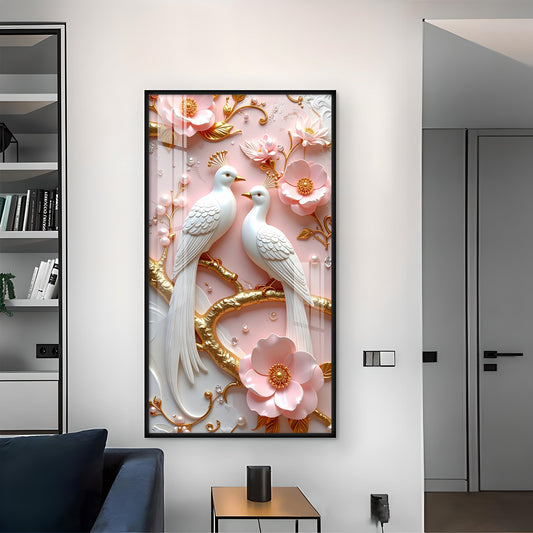Whimsical Winged Pair Glass Finish Vertical Wall Art