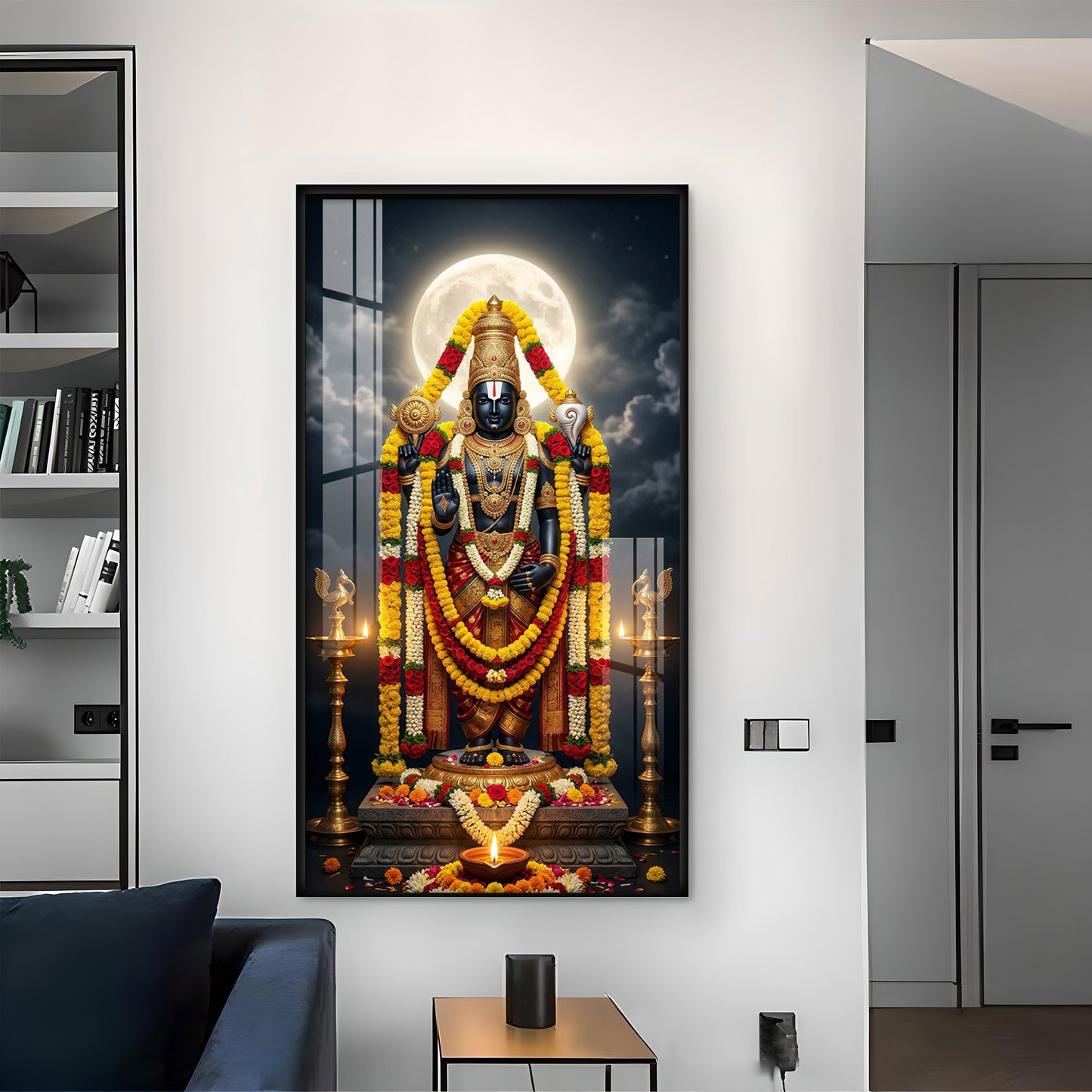 Lord Venkateswara Glass Finish Vertical Wall Art