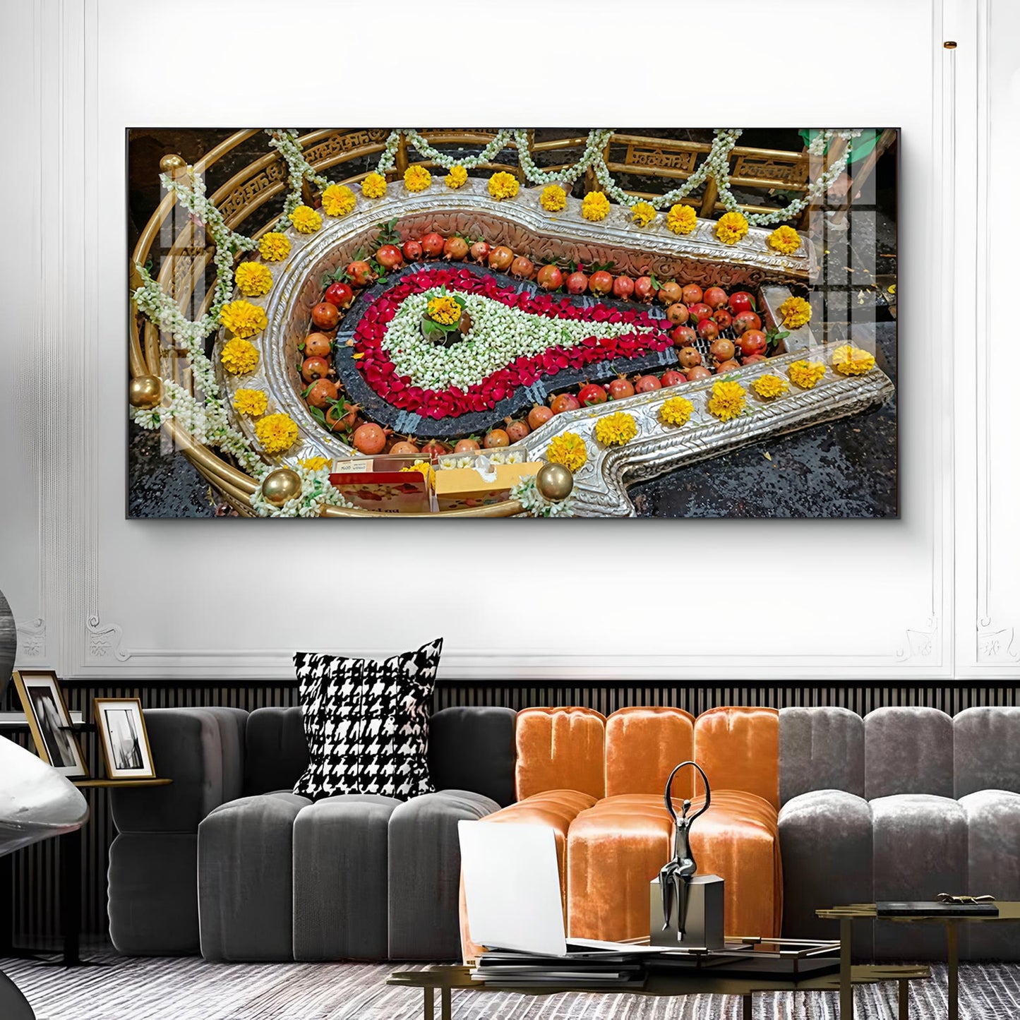 Bhimashankar Jyotirlinga Glass Finish Horizontal Wall Art