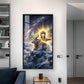 Mahadev With Nandi Glass Finish Vertical Wall Art