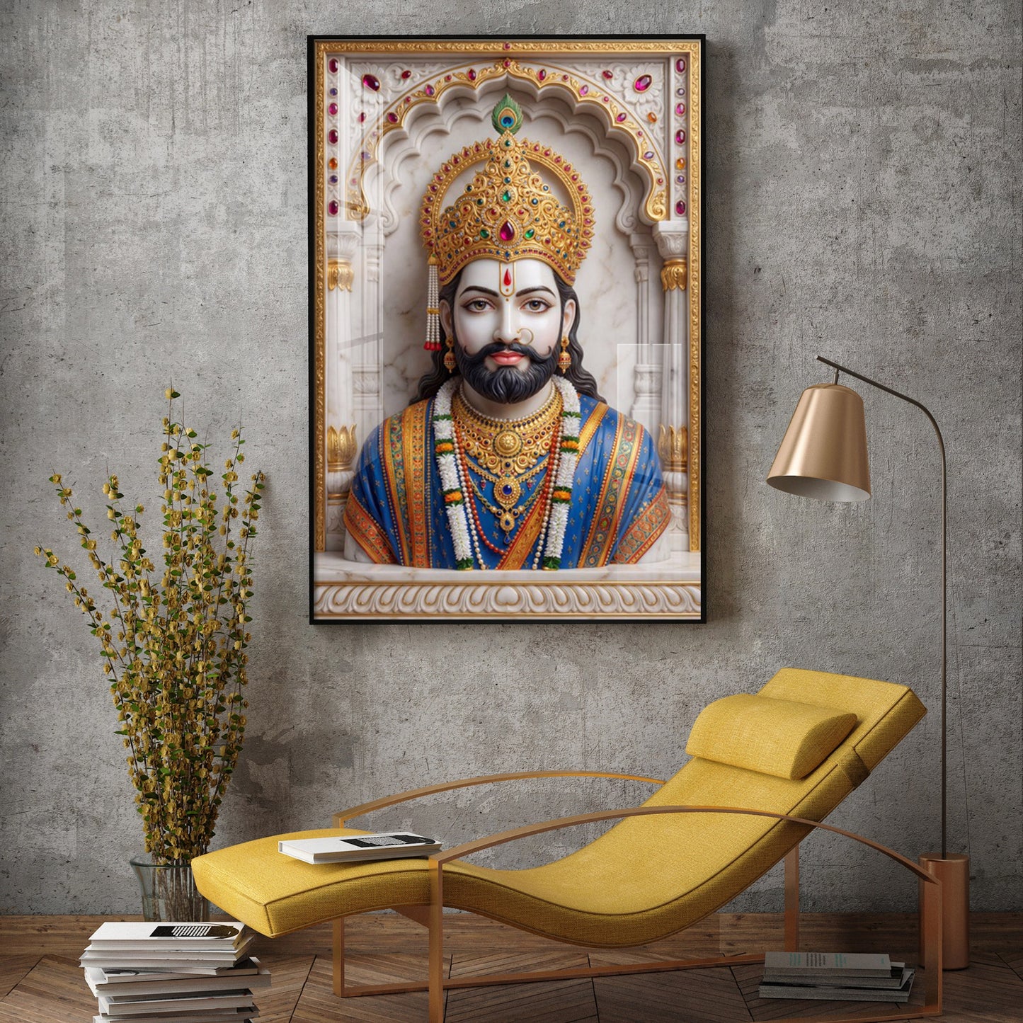 Khatushyam Baba Glass Finish Vertical Wall Art