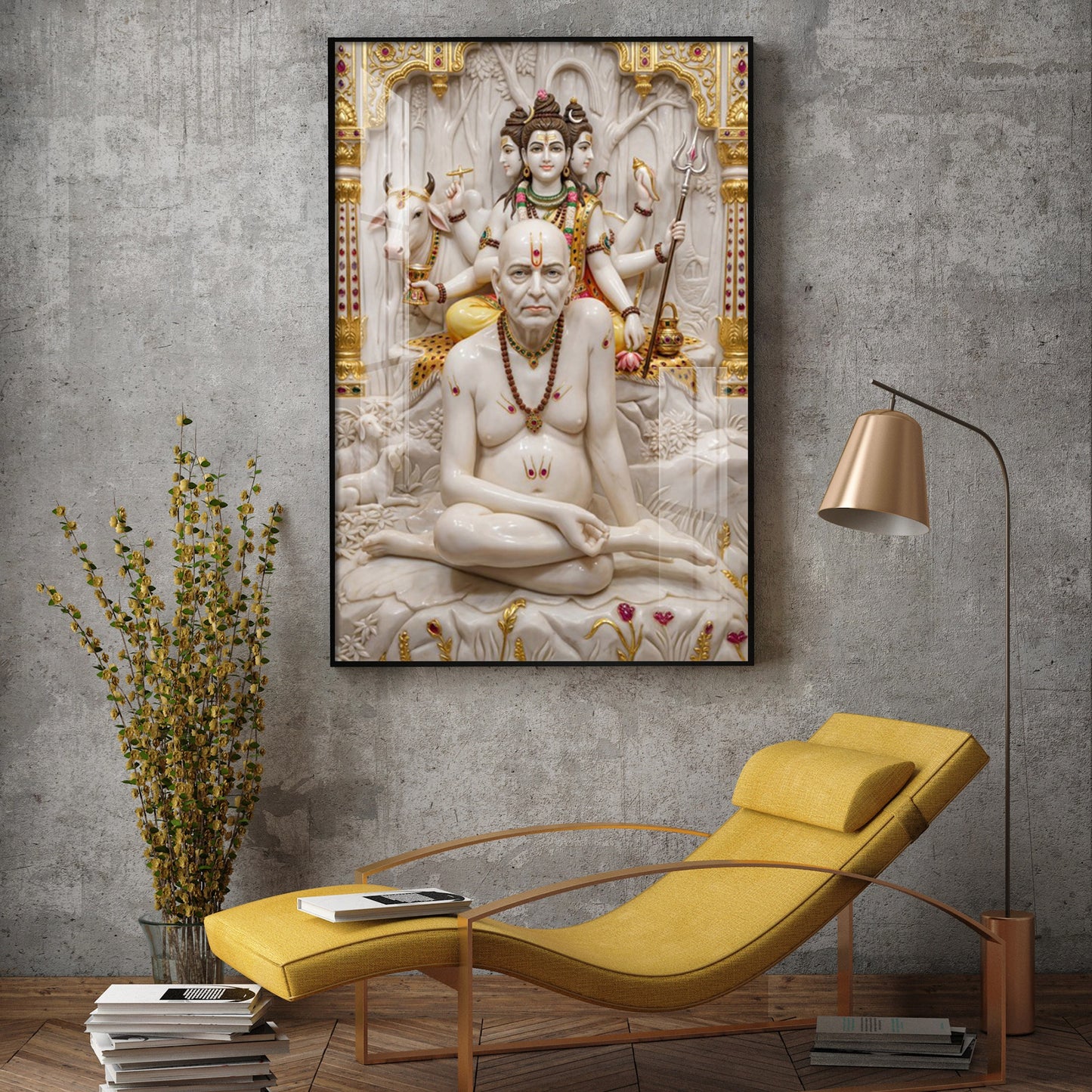 Swami Samarth Glass Finish Vertical Wall Art