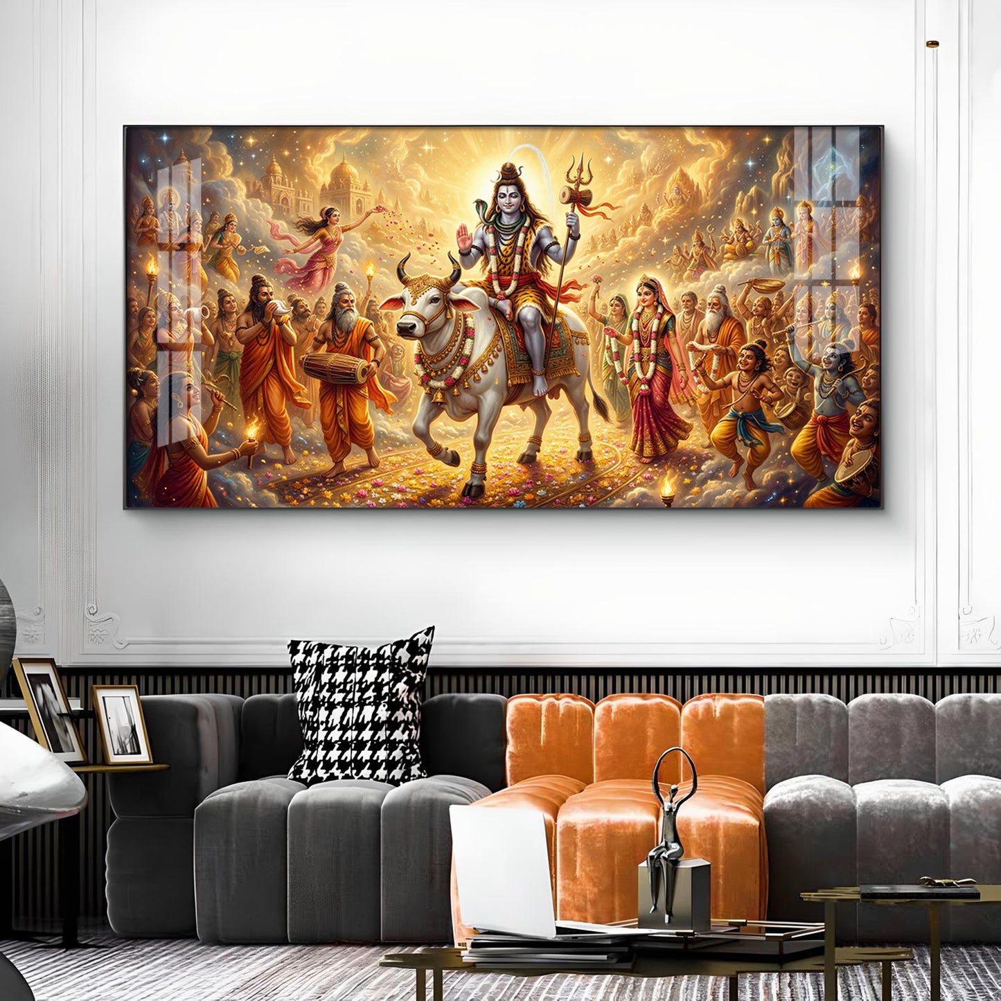 Har Har Mahadev Shambhu Glass Finish Horizontal Wall Art