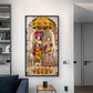 Divine Radha and Krishna Glass Finish Vertical Wall Art