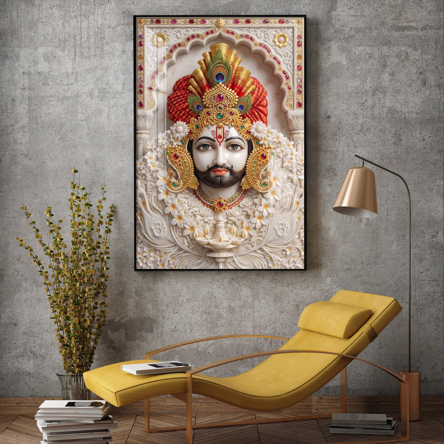 Khatu Shyam Ji Glass Finish Vertical Wall Art