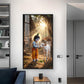 LIttle Krishna With Calf Glass Finish Vertical Wall Art