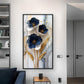 Blue & Gold Serenity Glass Finish Vertical Wall Art