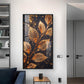 Sparkle Gold Foliage Leaves Glass Finish Vertical Wall Art
