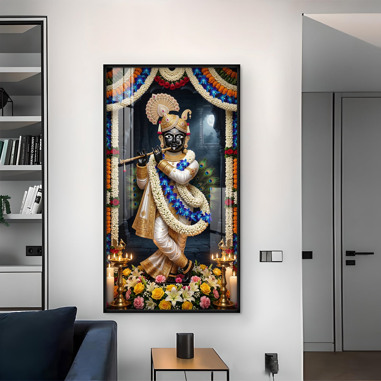 God Shreenath Ji Glass Finish Vertical Wall Art