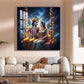 God Radha Krishna Glass Finish Square Wall Art