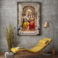 Hindu Deities Radha & Krishna Sitting Together Glass Finish Vertical Wall Art