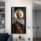 Divine Hare Krishna Glass Finish Vertical Wall Art