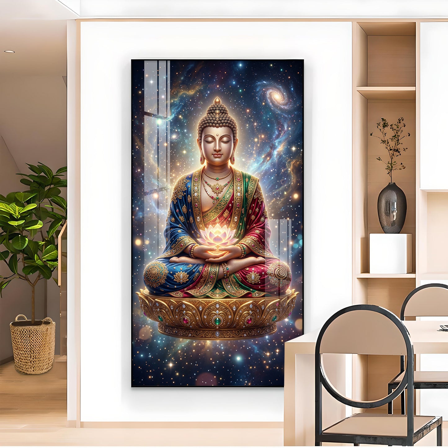 Tranquil Buddha Glass Finish Vertical Wall Art