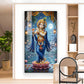 Lord Krishna With Flute Glass Finish Vertical Wall Art