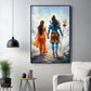 Divine Shiv Ji & Parvati Glass Finish Vertical Wall Art
