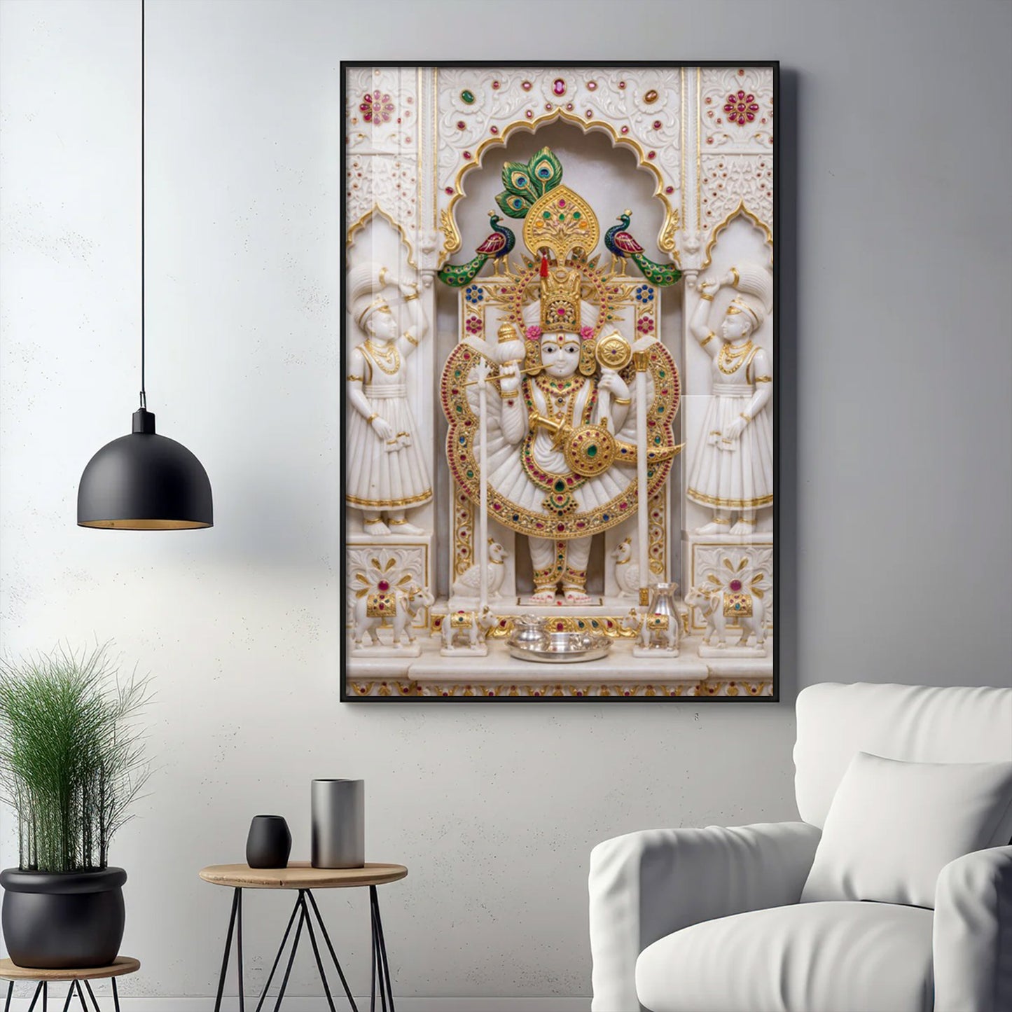 Shri Ranchor Raiji Glass Finish Vertical Wall Art