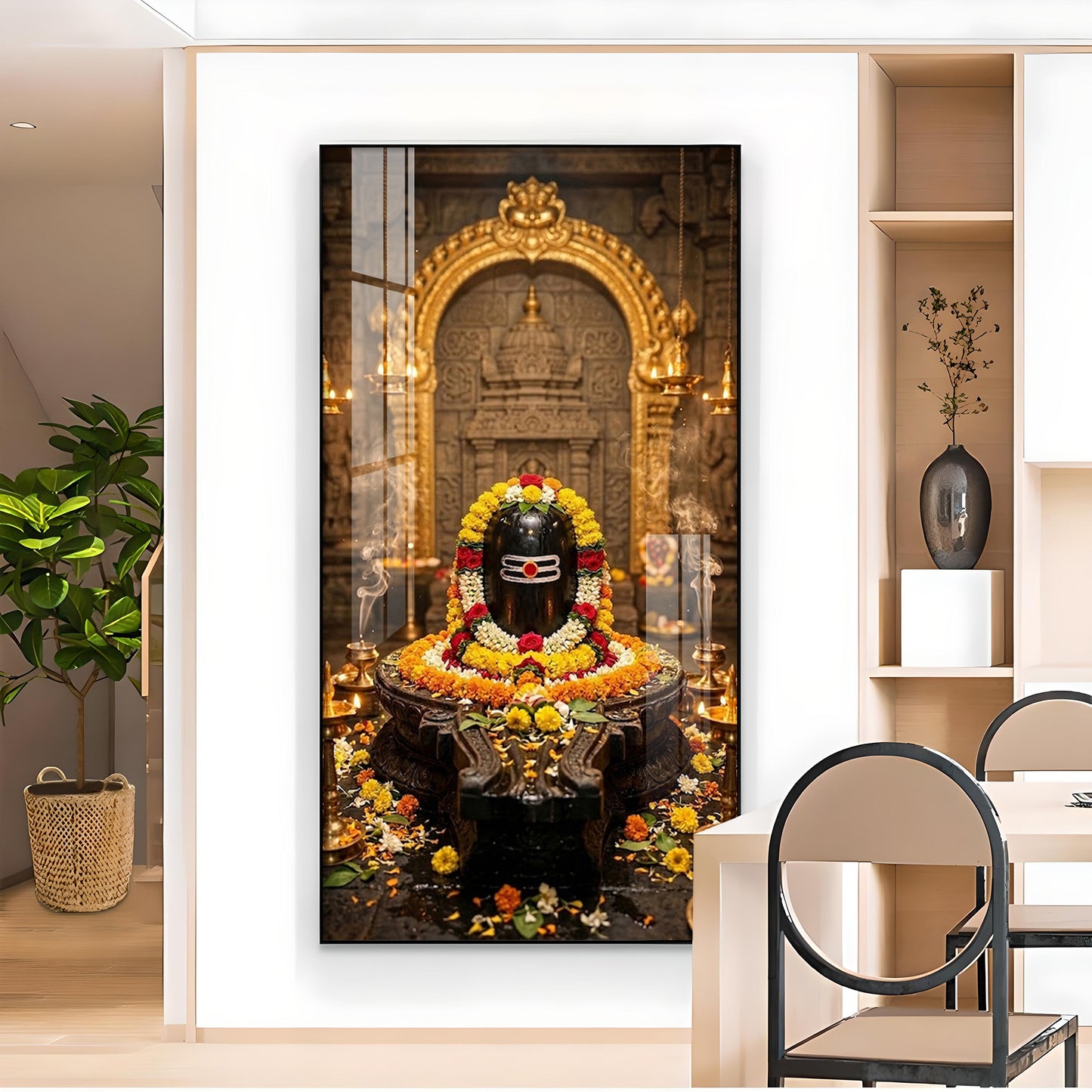 Shivling Mahakaleshwar Glass Finish Vertical Wall Art