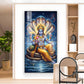Lord Vishnu On Sheshnag Glass Finish Vertical Wall Art
