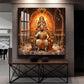 Shivaji Maharaj With Maa Durga Glass Finish Square Wall Art