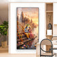 Radha Krishna On Ghat Glass Finish Vertical Wall Art