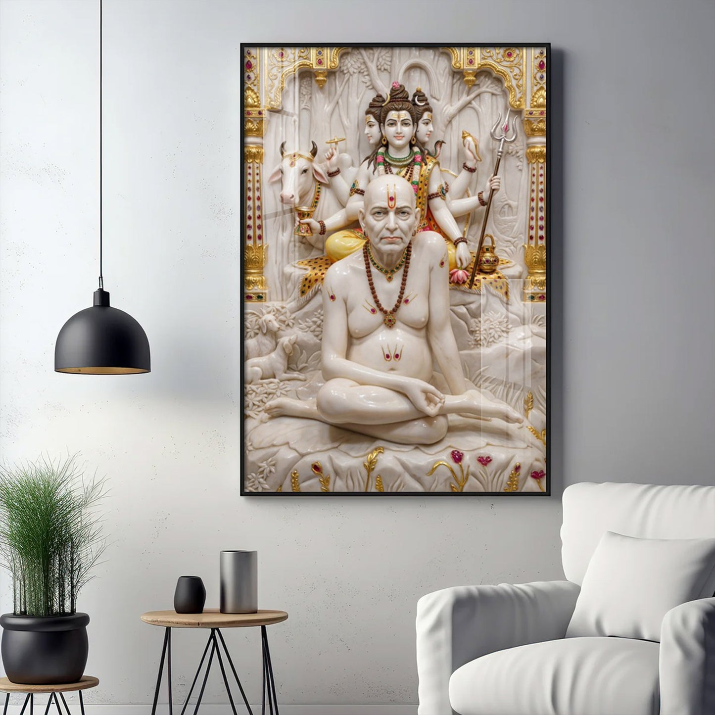 Swami Samarth Glass Finish Vertical Wall Art