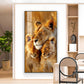 Lioness Cub Cuddling Glass Finish Vertical Wall Art