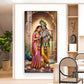 Eternal Bond of Radha Krishna Glass Finish Vertical Wall Art