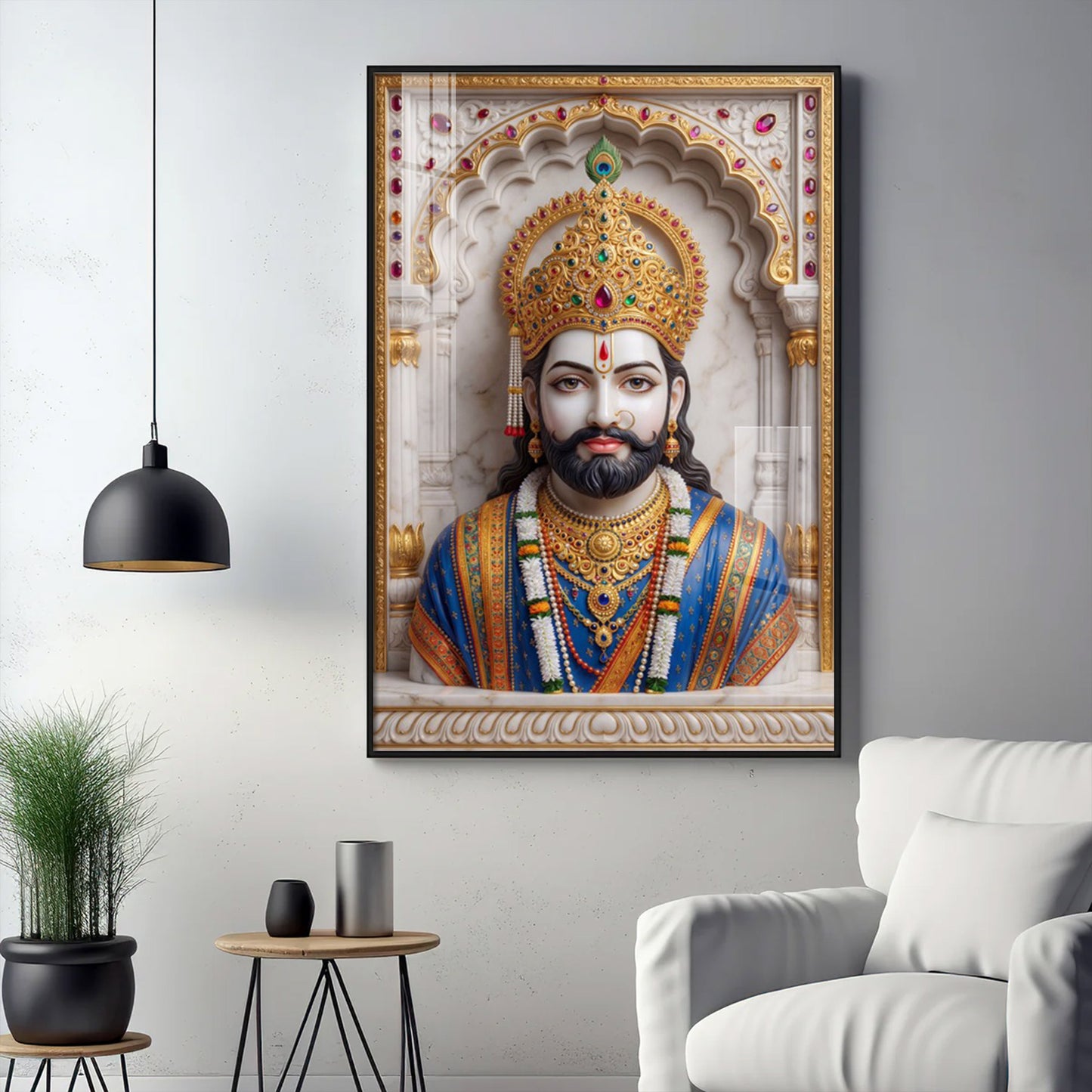 Khatushyam Baba Glass Finish Vertical Wall Art