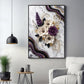 Beautiful Purple & White Flowers Glass Finish Vertical Wall Art
