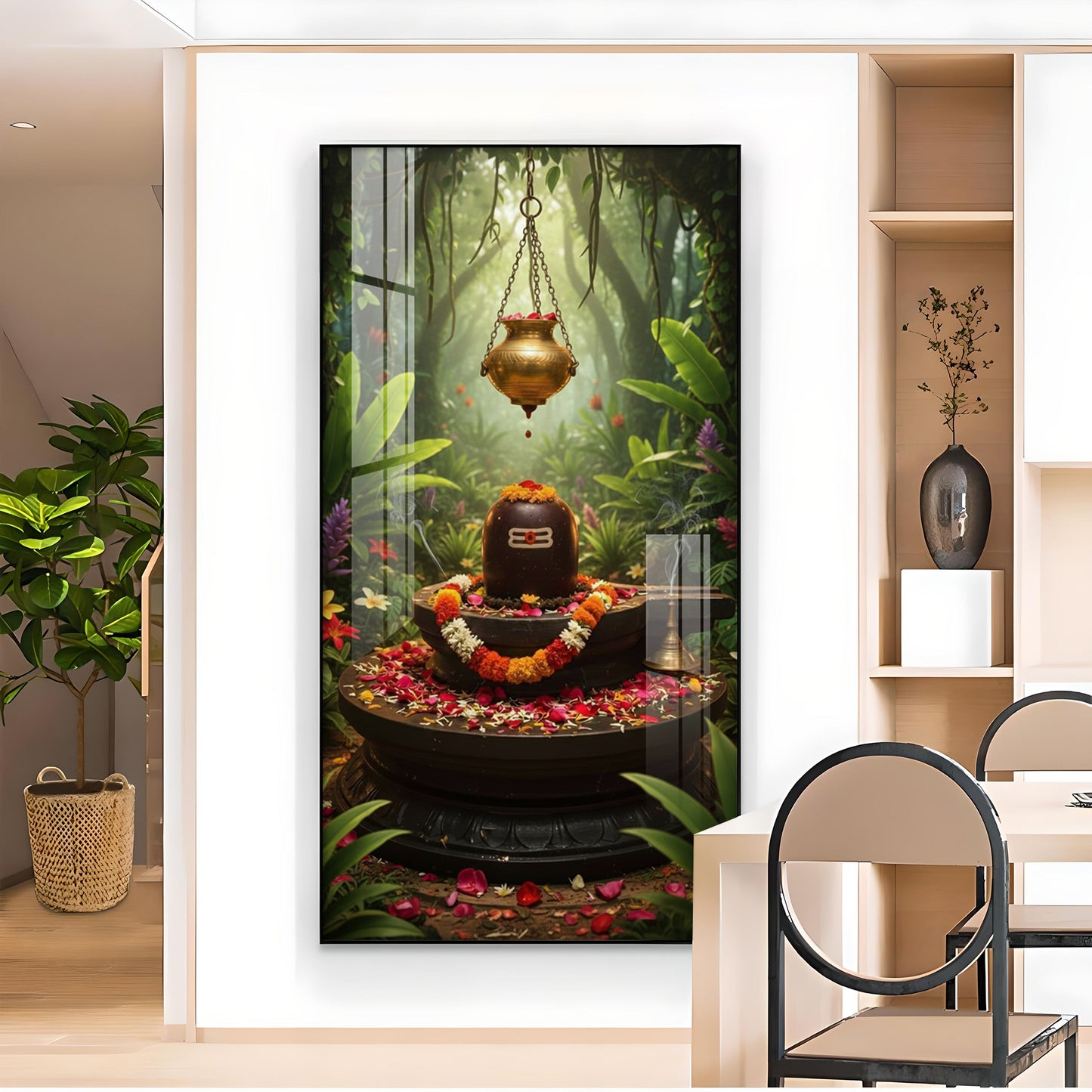 Shiv Shankar Glass Finish Vertical Wall Art