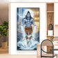 Shiv Parvati Glass Finish Vertical Wall Art