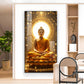 Meditating Gautam Buddha Glass Finish Vertical Wall Art