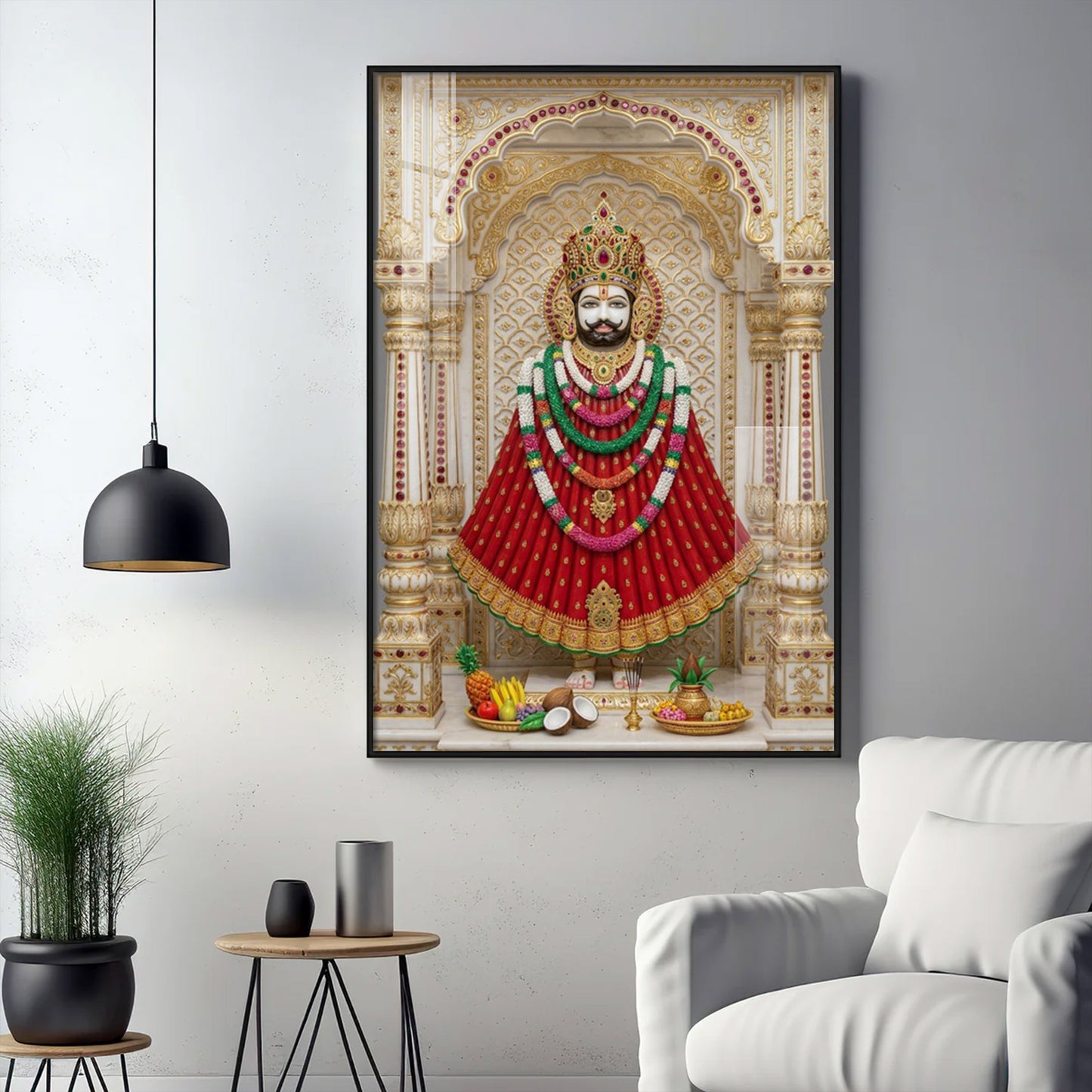 Khatu Naresh Shyam Baba Glass Finish Vertical Wall Art