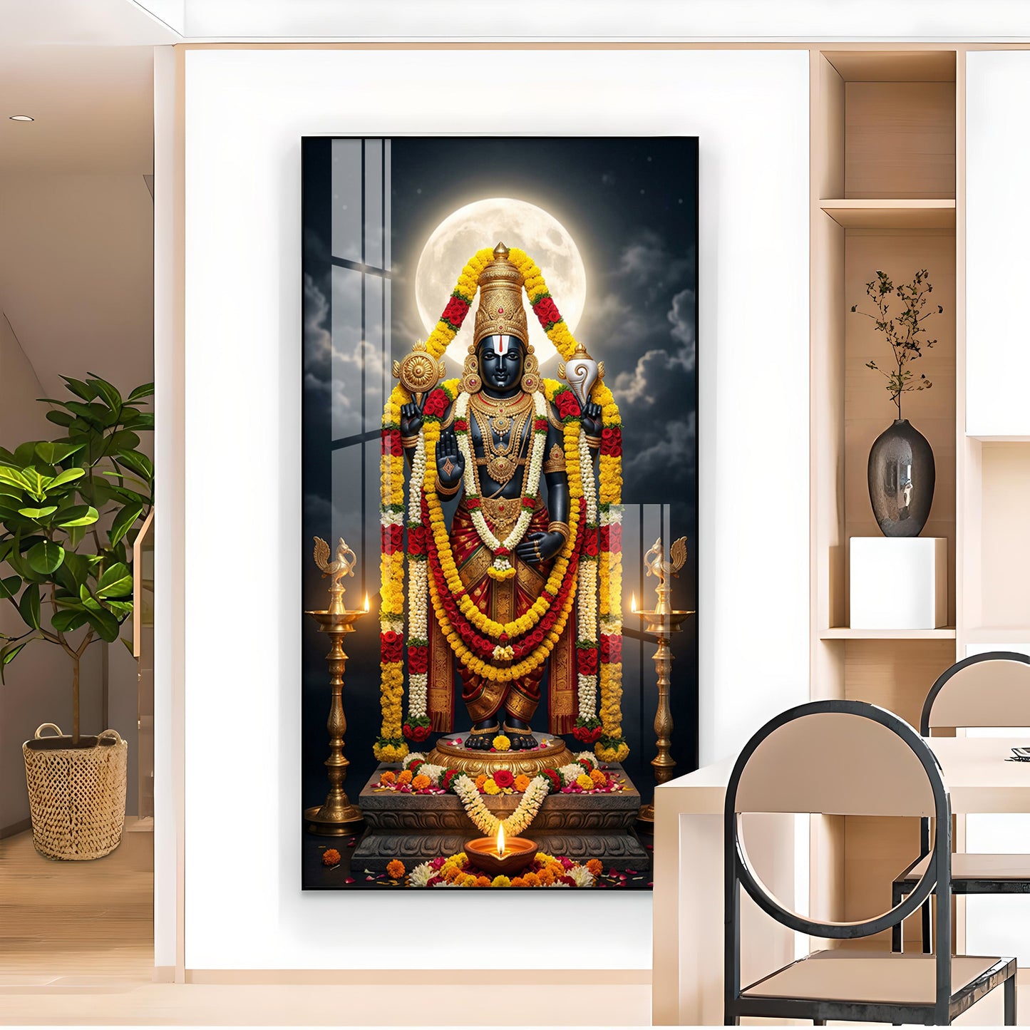 Lord Venkateswara Glass Finish Vertical Wall Art