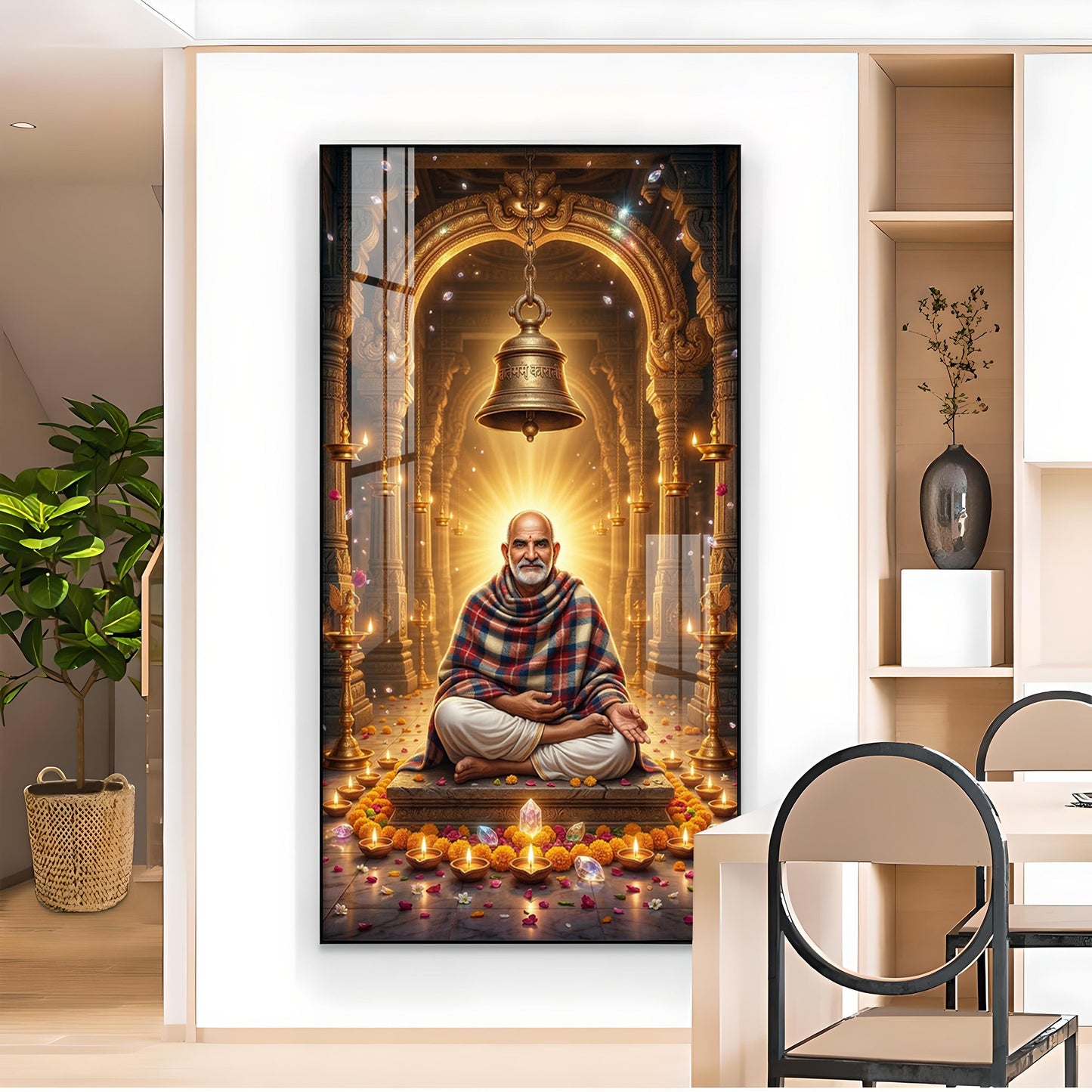 Baba Neemkaroli Glass Finish Vertical Wall Art