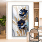 Blue Petal Luxe Flower Glass Finish Vertical Wall Art