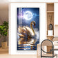 Majestic swan with feathers Glass Finish Vertical Wall Art