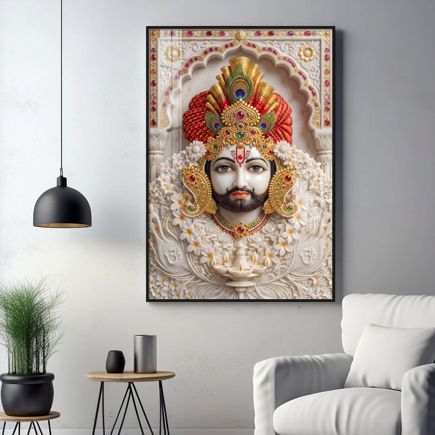 Khatu Shyam Ji Glass Finish Vertical Wall Art