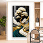 Golden Serenity Tree Glass Finish Vertical Wall Art