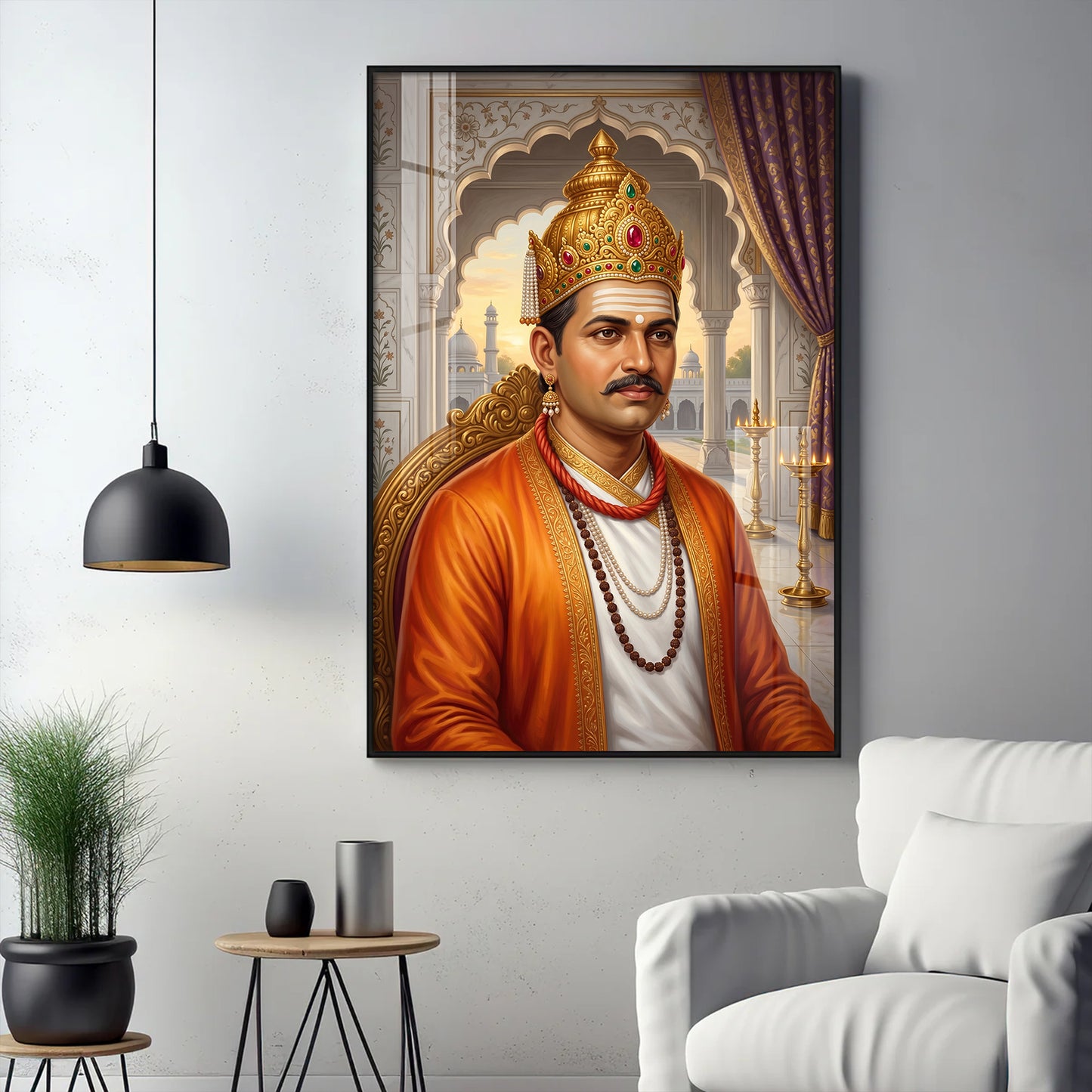 Depicts Basavanna Glass Finish Vertical Wall Art