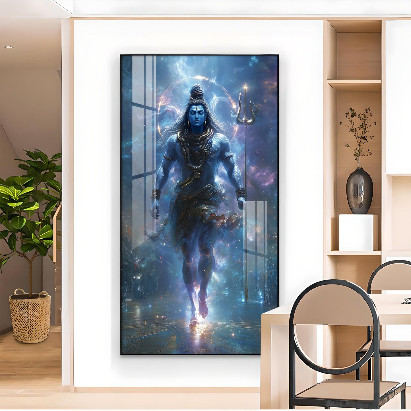 God Bholenath Glass Finish Vertical Wall Art