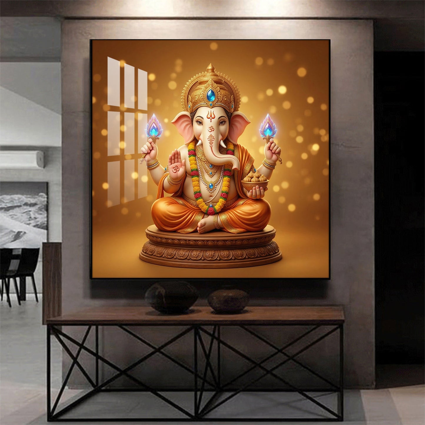 Divine Shree Ganesha ji Glass Finish Square Wall Art