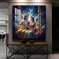 God Radha Krishna Glass Finish Square Wall Art