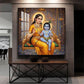 Little Kanha With Yashoda Maa Glass Finish Square Wall Art