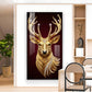 Golden Deer Head Glass Finish Vertical Wall Art
