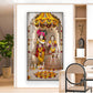 Divine Radha and Krishna Glass Finish Vertical Wall Art