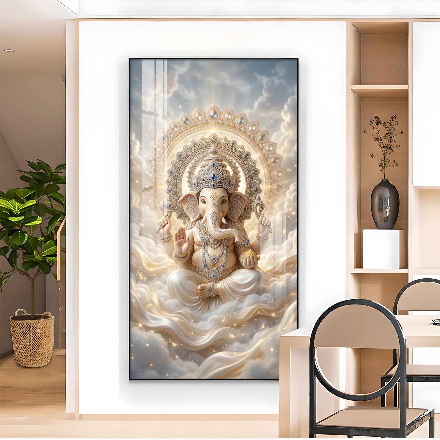 Ganpati Bappa Maurya Glass Finish Vertical Wall Art