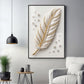 White & Gold Finish Feather Glass Finish Vertical Wall Art