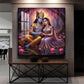 Loving Beautiful Radha Krishna Glass Finish Square Wall Art